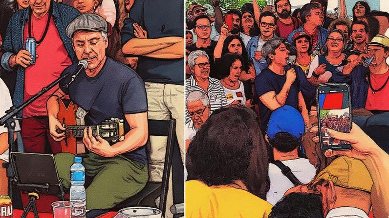 Ator Alexandre Negro canta em roda de samba no Bip Bip, na Tijuca, Rio de Janeiro (Foto: Reprodução)