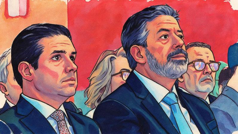 Hugo Motta e Arthur Lira participam de evento em São Paulo no dia 21 de outubro de 2024 (Foto: Reprodução)
