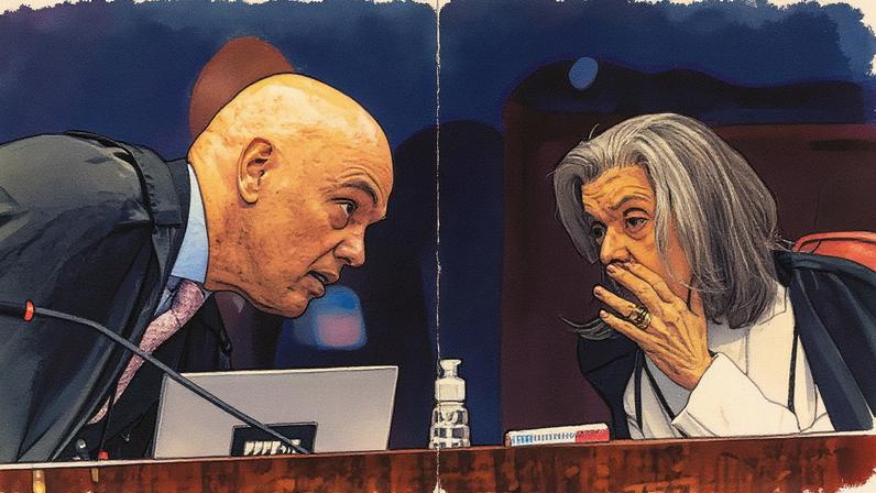 Julgamento de Bolsonaro no STF é retomado com a presença dos ministros Alexandre de Moraes e Carmen Lucia (Foto: Reprodução)