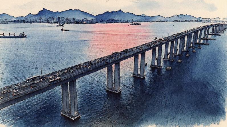 Trânsito na Ponte Rio-Niterói (Foto: Reprodução)
