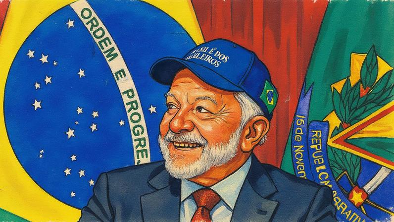 Lula usa boné com novo slogan do governo durante reunião ministerial (Foto: Reprodução)