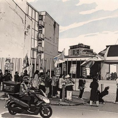 Manifestantes protestam contra exibição de fogos de artifício de Cai Guo-Qiang na galeria White Cube