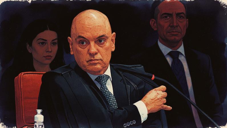 Primeiro dia do julgamento na Primeira Turma dos atos golpistas do Dia 08 de Janeiro, com o ministro relator Alexandre de Moraes presente (Foto: Reprodução)