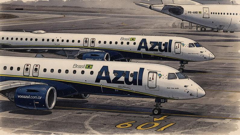 Aeronaves da Azul em exibição (Foto: Reprodução)
