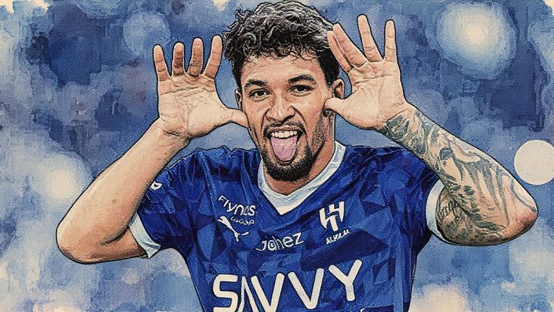 Marcos Leonardo comemora gol pelo Al-Hilal (Foto: Reprodução)