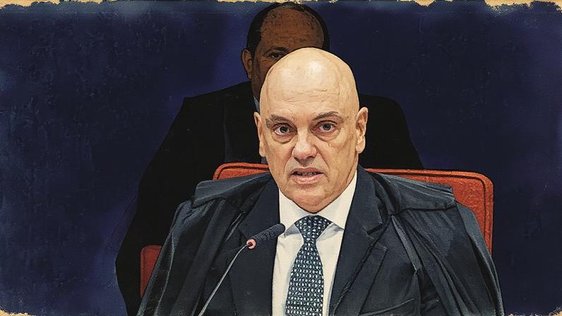 Ministro Alexandre Moraes durante julgamento de Bolsonaro e outros réus no STF (Foto: Reprodução)