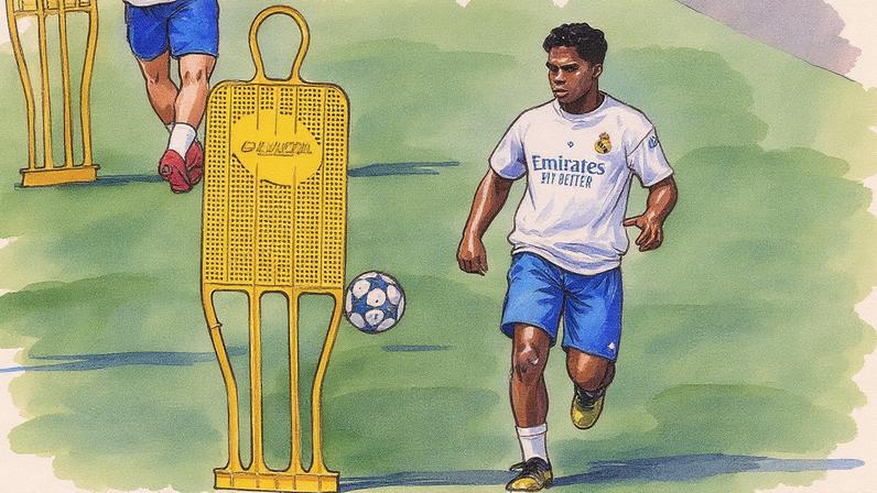 Endrick em treinamento no Real Madrid (Foto: Reprodução)