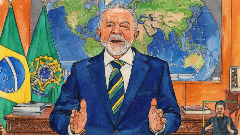 Presidente Lula durante pronunciamento em rede nacional no dia 7 de setembro (Foto: Reprodução)