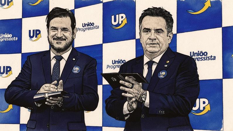 Antonio Rueda, presidente do União Brasil, e Ciro Nogueira, presidente do PP, posam para foto (Foto: Reprodução)