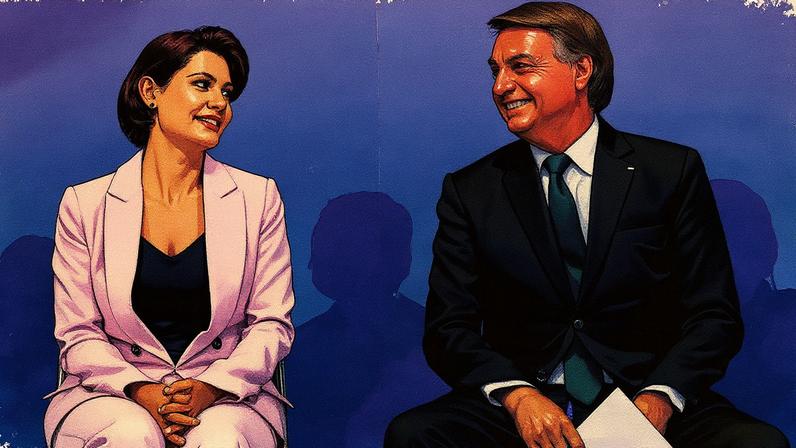 Michelle e Jair Bolsonaro posam juntos para a foto (Foto: Reprodução)