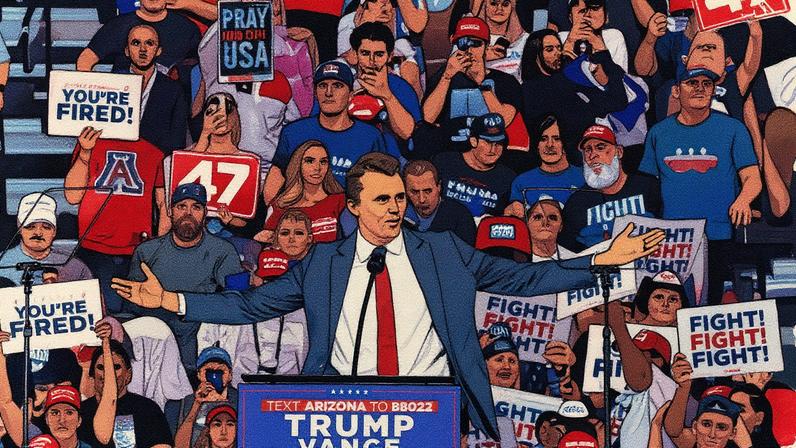 Charlie Kirk fala durante um comício de campanha para o presidente dos EUA, Donald Trump, em Glendale, Arizona (Foto: Reprodução)