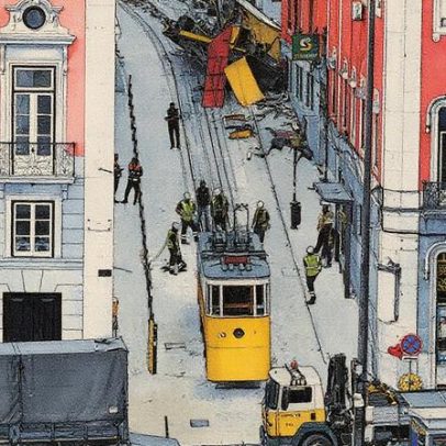 50 segundos de pânico no funicular da Glória em acidente impressionante