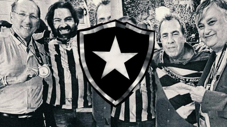 Homem de terno discute sobre o Botafogo e o Lyon em uma apresentação (Foto: Reprodução)