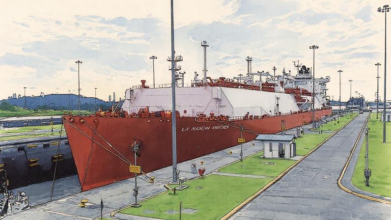 Navio-tanque La Mancha Knutsen está atracado em um porto do Canal do Panamá, na Cidade do Panamá (Foto: Reprodução)