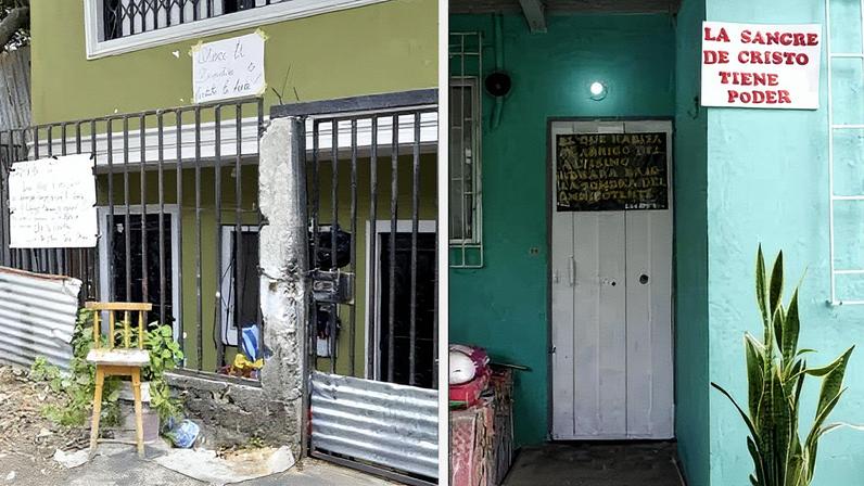 Fachadas de casas em Flor de Bastión e na Cidadela Rotaria exibem textos bíblicos (Foto: Reprodução)
