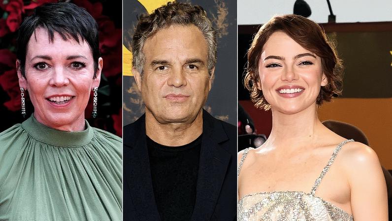 Olivia Colman, Mark Ruffalo, Emma Stone, Javier Bardem e Gael García Bernal posam juntos para a foto (Foto: Reprodução)