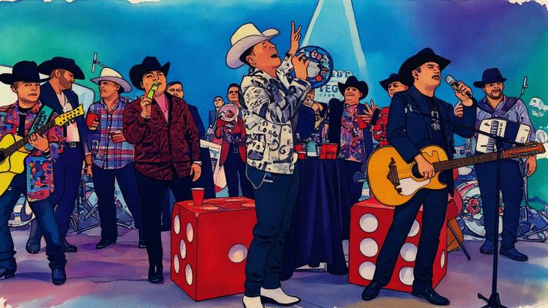 Los Tucanes De Tijuana e Grupo Firme se apresentam juntos em um palco, promovendo a música "Mi Ex" (Foto: Reprodução)