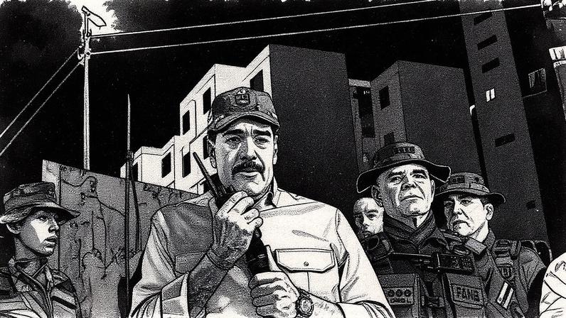 Maduro e o ministro da Defesa da Venezuela, Vladimir Padrino, durante um destacamento militar nos arredores de Caracas (Foto: Reprodução)