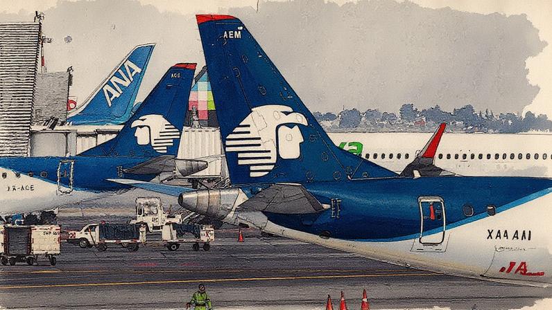 Aviões da Aeroméxico estacionados no Aeroporto Internacional Benito Juárez, na Cidade do México, em janeiro de 2023 (Foto: Reprodução)