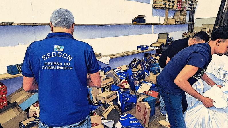 Apreensão de R$ 500 mil em tênis piratas na Saara (Foto: Reprodução)