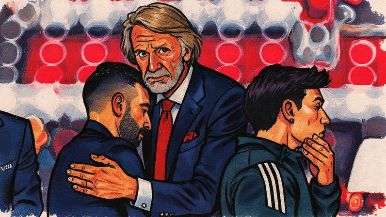 Jim Ratcliffe e Ruben Amorim posam juntos em um ambiente relacionado ao Manchester United (Foto: Reprodução)