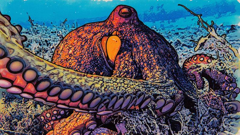 Polvo 'Octopus americanus' explorando o fundo marinho na costa do sul da Flórida (Foto: Reprodução)