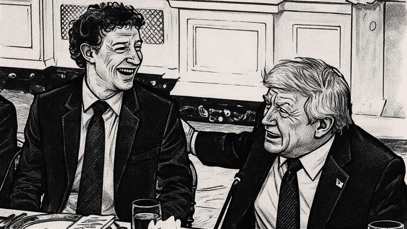 Mark Zuckerberg e Donald Trump durante jantar na Casa Branca (Foto: Reprodução)
