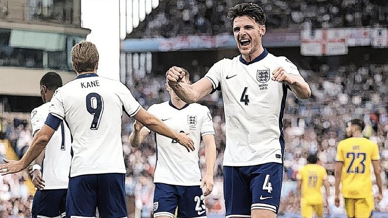 Declan Rice comemora gol pela Inglaterra (Foto: Reprodução)