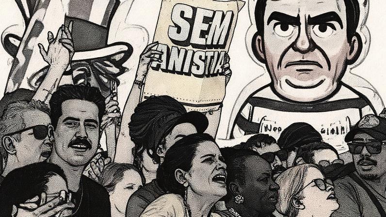 Manifestação contra anistia e PEC da Blindagem na praia de Copacabana, zona sul do Rio de Janeiro (Foto: Reprodução)