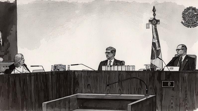 A primeira turma do Supremo Tribunal Federal (STF) realiza o julgamento do ex-presidente Jair Bolsonaro e mais sete réus acusados de planejar um golpe de Estado (Foto: Reprodução)