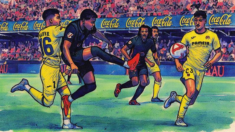 Lamine Yamal durante partida entre Villarreal e Barcelona na temporada passada (Foto: Reprodução)