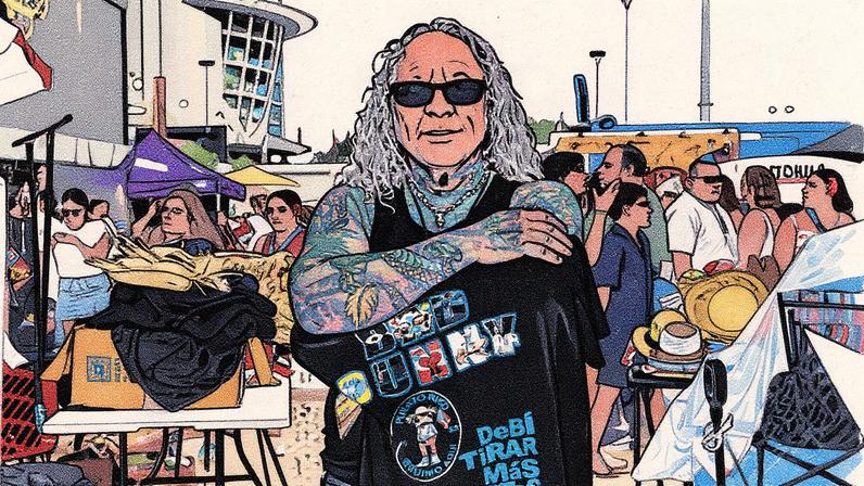 Venda de souvenirs durante o concerto de Bad Bunny em San Juan, Puerto Rico, no dia 4 de setembro (Foto: Reprodução)