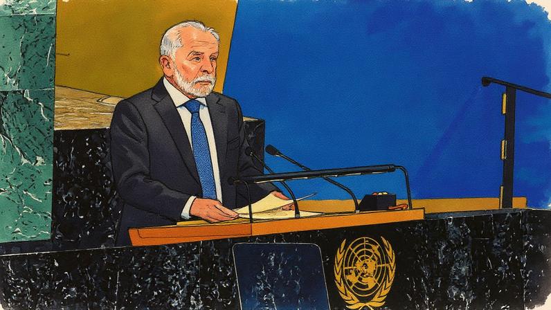 Presidente do Brasil, Luiz Inácio Lula da Silva, fala aos delegados durante reunião sobre a solução de dois Estados entre Israel e palestinos na sede da ONU, em Nova York (Foto: Reprodução)