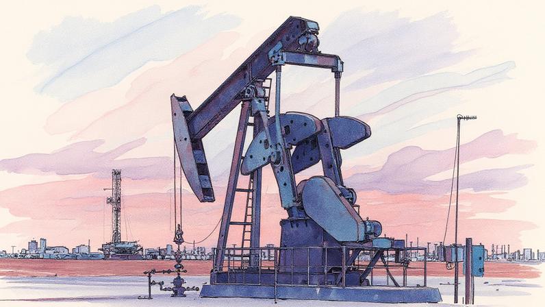 Bomba de petróleo e torre de perfuração em operação ao sul de Midland, Texas, EUA (Foto: Reprodução)