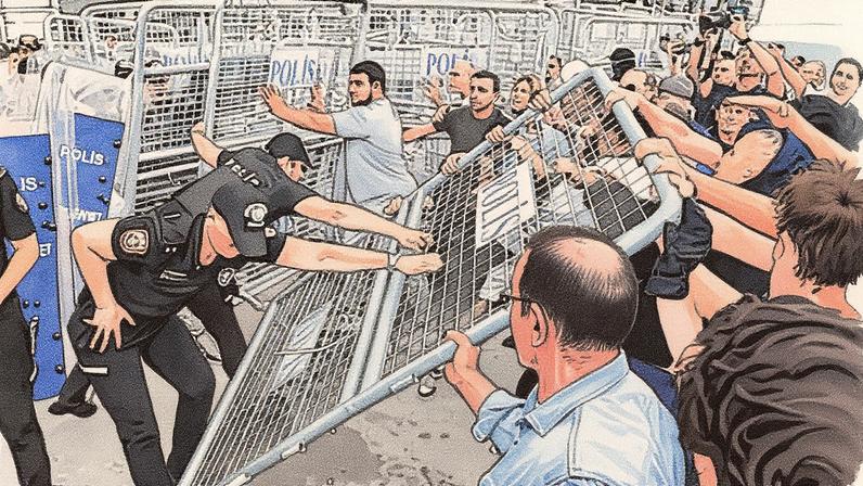 Choques entre policiais e militantes do CHP em Estambul (Foto: Reprodução)