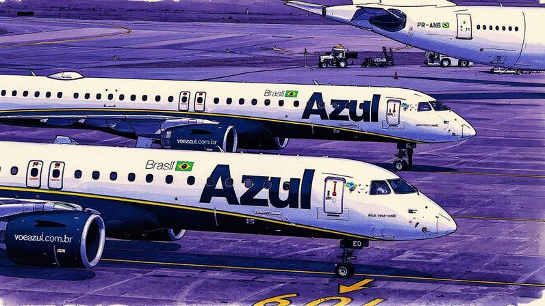 Aeronaves da Azul em exibição (Foto: Reprodução)