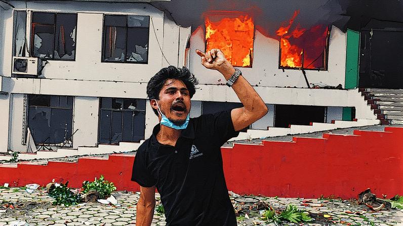 Manifestantes atearam fogo no Parlamento do Nepal (Foto: Reprodução)