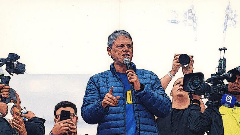 Tarcísio discursa em ato pela anistia de Jair Bolsonaro na Avenida Paulista (Foto: Reprodução)