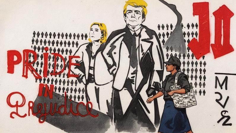 Grafite de Marine Le Pen e Donald Trump em uma parede em Paris (Foto: Reprodução)