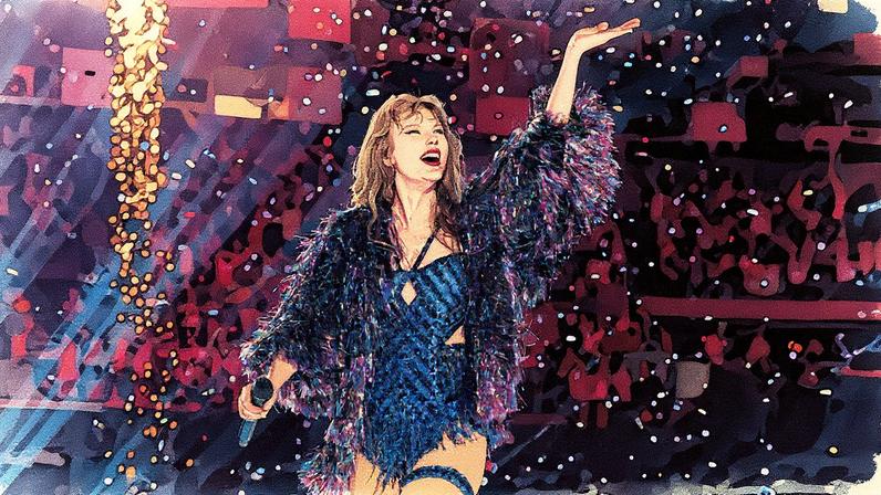 Taylor Swift se apresenta durante o 'The Eras Tour' em um palco em Nova Orleans (Foto: Reprodução)