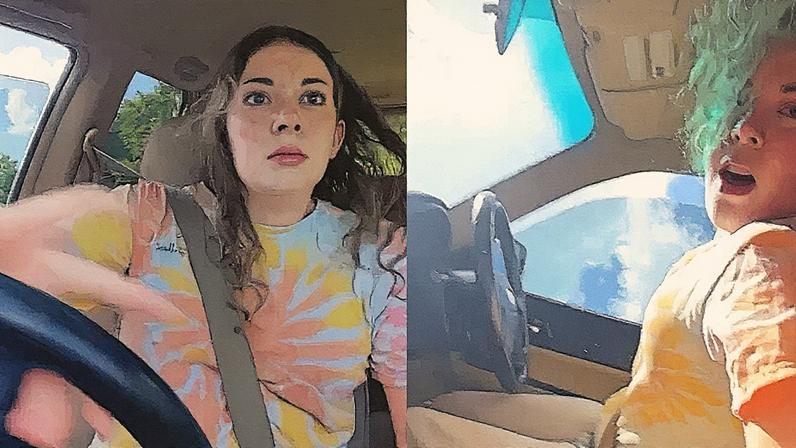 Mulher capota carro enquanto escuta música nos Estados Unidos (Foto: Reprodução)
