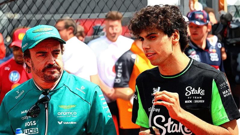 Gabriel Bortoleto e Fernando Alonso antes do GP da Hungria (Foto: Reprodução)