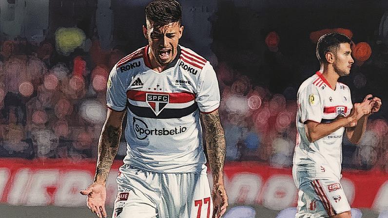 Emiliano Rigoni lamenta durante partida do São Paulo no Paulistão 2022 (Foto: Reprodução)