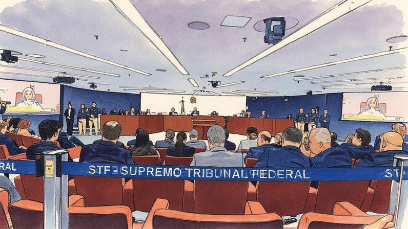 A Primeira Turma do Supremo Tribunal Federal (STF) realiza julgamento sobre a trama golpista (Foto: Reprodução)