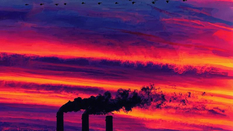Usinas termoelétricas a carvão são visíveis em uma paisagem industrial, destacando-se como fontes significativas de emissões de carbono (Foto: Reprodução)