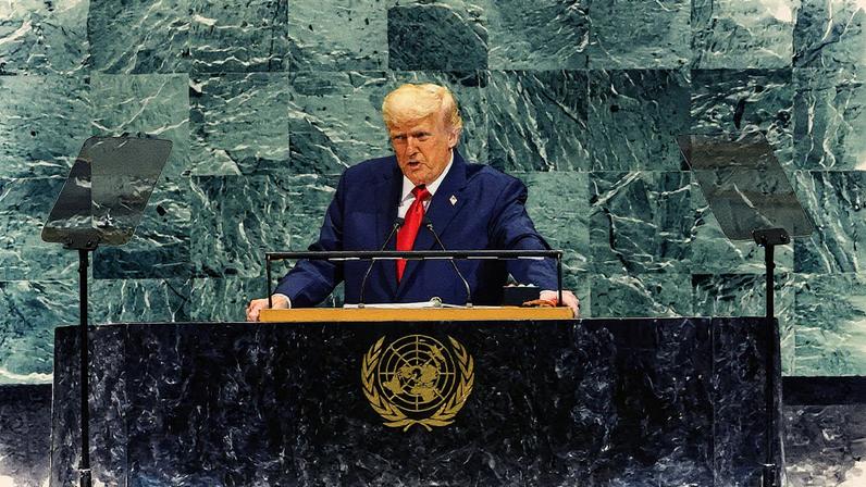Presidente dos EUA, Donald Trump, durante discurso nas Nações Unidas (Foto: Reprodução)