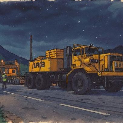 Maior carreta da Via Dutra inicia descida da Serra das Araras com sucesso