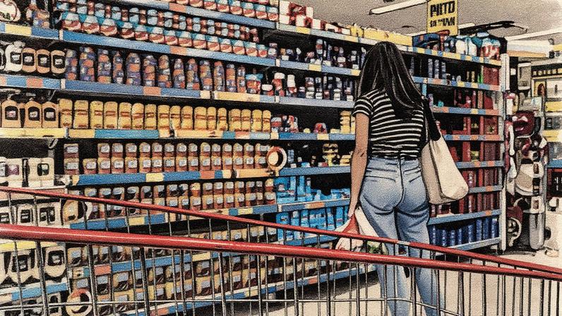 Supermercado no Rio de Janeiro com prateleiras de produtos e consumidores fazendo compras (Foto: Reprodução)