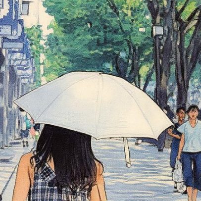 Japoneses usam guarda-chuvas para se proteger do sol e da chuva nas ruas