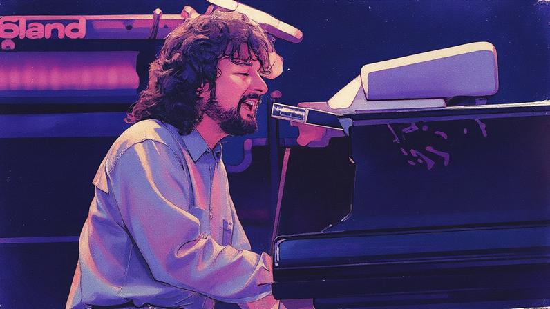 Rick Davies se apresenta no palco durante show do Supertramp no Rio de Janeiro em 1988 (Foto: Reprodução)